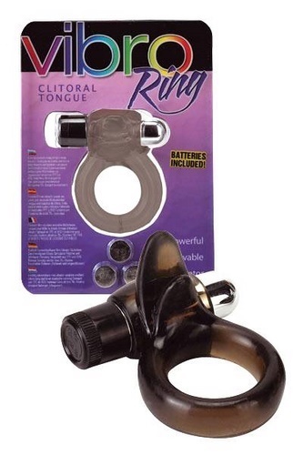 Vibro ring clitoral tongue, musta