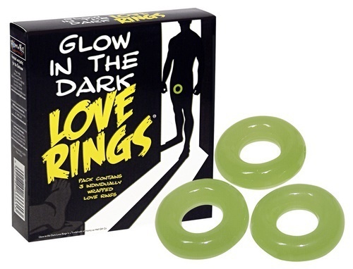 Glow in the Dark Love Rings, 3 kpl
