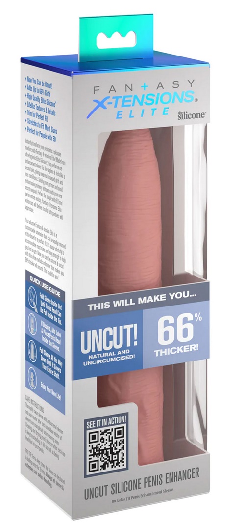 Elite Uncut Penis Enhancer - ympärileikkaamaton penisjatke 7", vaalea