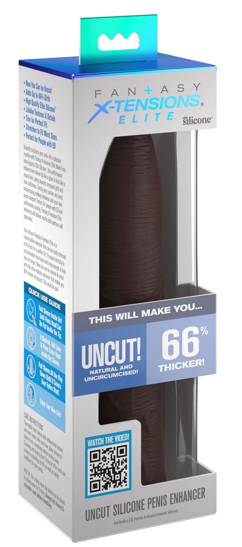 Elite Uncut Penis Enhancer - ympärileikkaamaton penisjatke 7", tumma