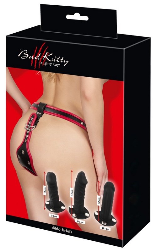 Dildo harness-housut, puna-musta