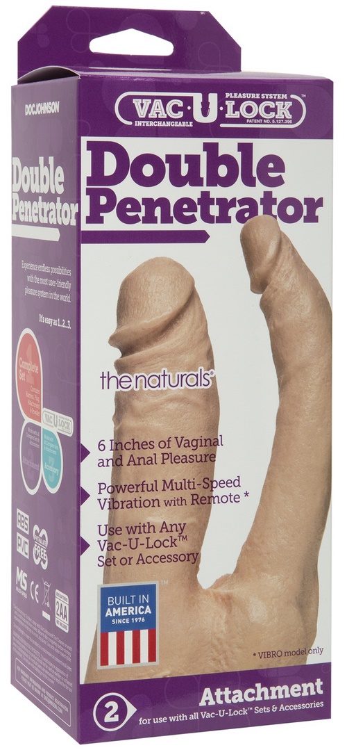 Vac-U-Lock Natural Double Penetrator, 15