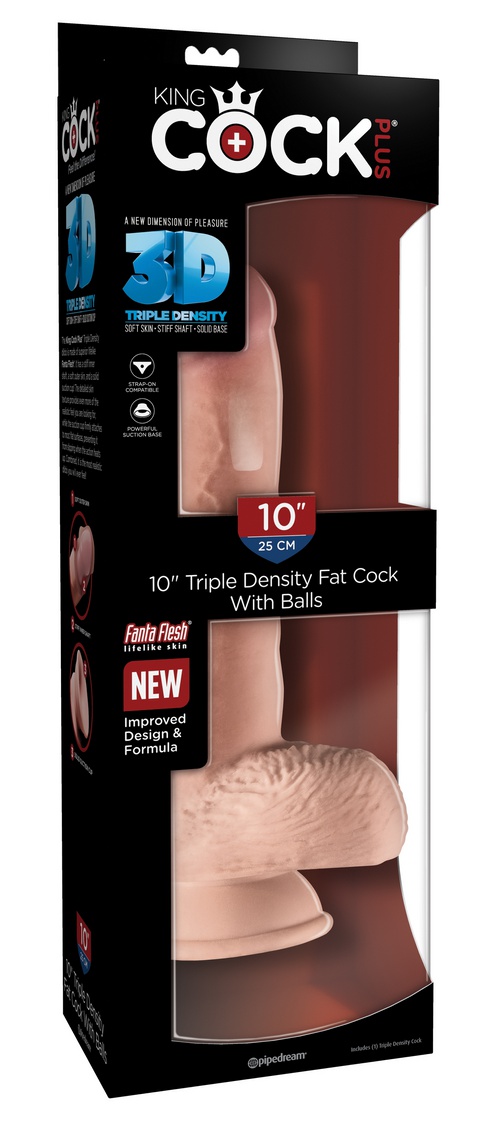 King Cock Plus Triple Density Fat Cock 10” with balls, 25/5