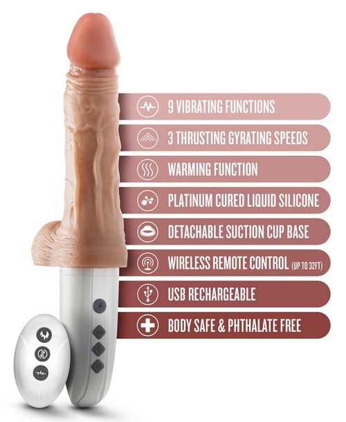 Silicone Dr Hammer 7" thrusting dildo with handle