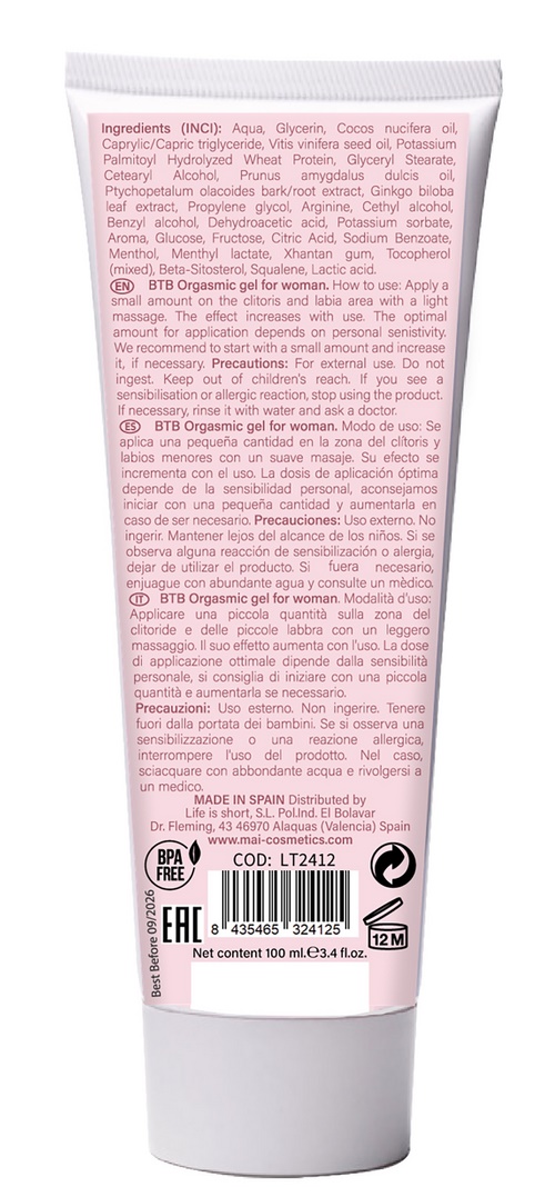 BTB Orgasmic Gel, 100 ml