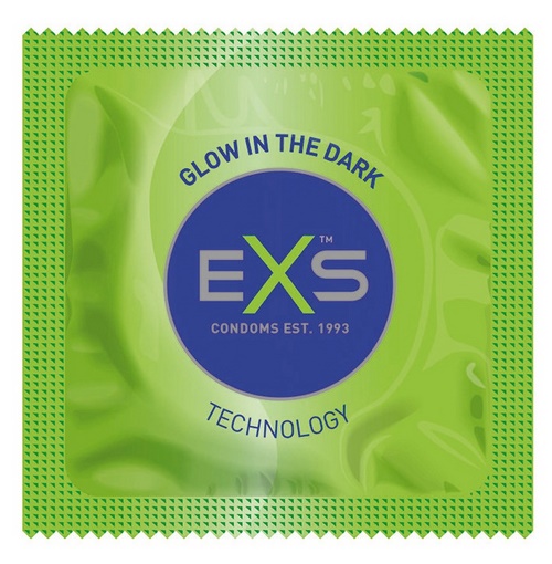 EXS Glow – pimeässä hohtava kondomi, 3 kpl