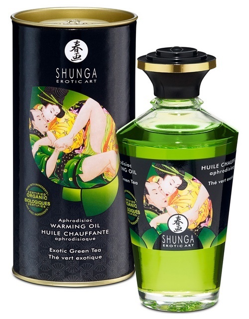 Shunga Warming Oil, exotic green tea, 100 ml