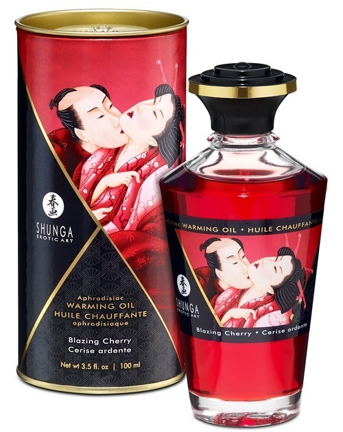 Shunga Warming Oil, blazing cherry, 100 ml