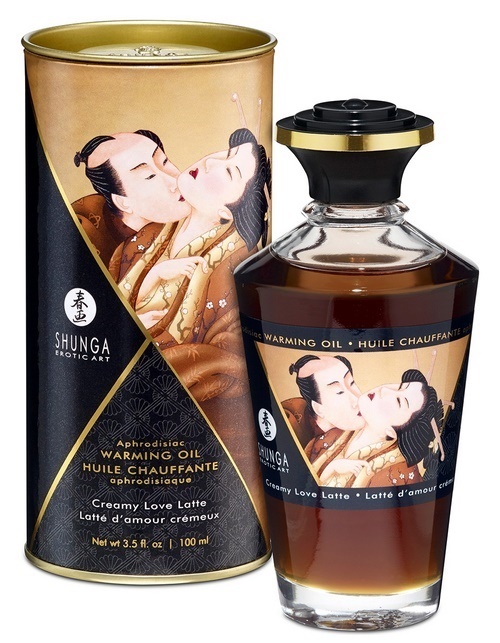 Shunga Warming Oil, creamy love latte, 100 ml