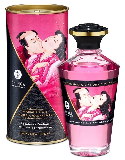 Shunga Warming Oil, raspberry feeling, 100 ml