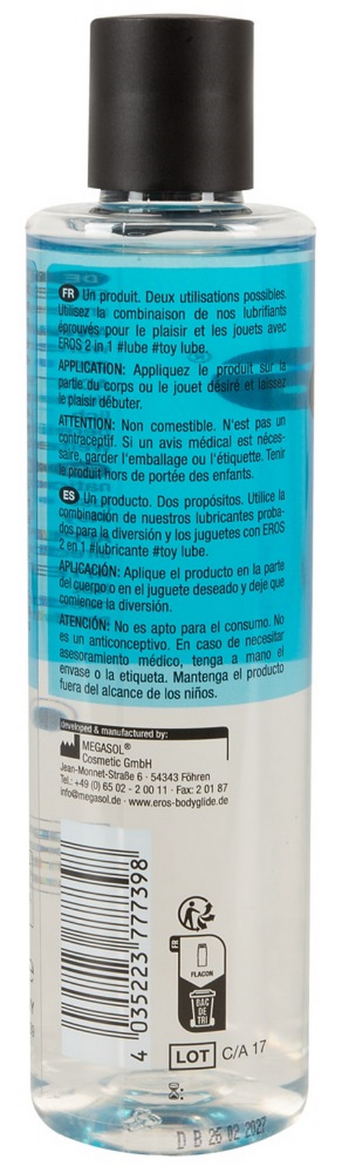 Eros 2-in-1 lube & toy, 250 ml