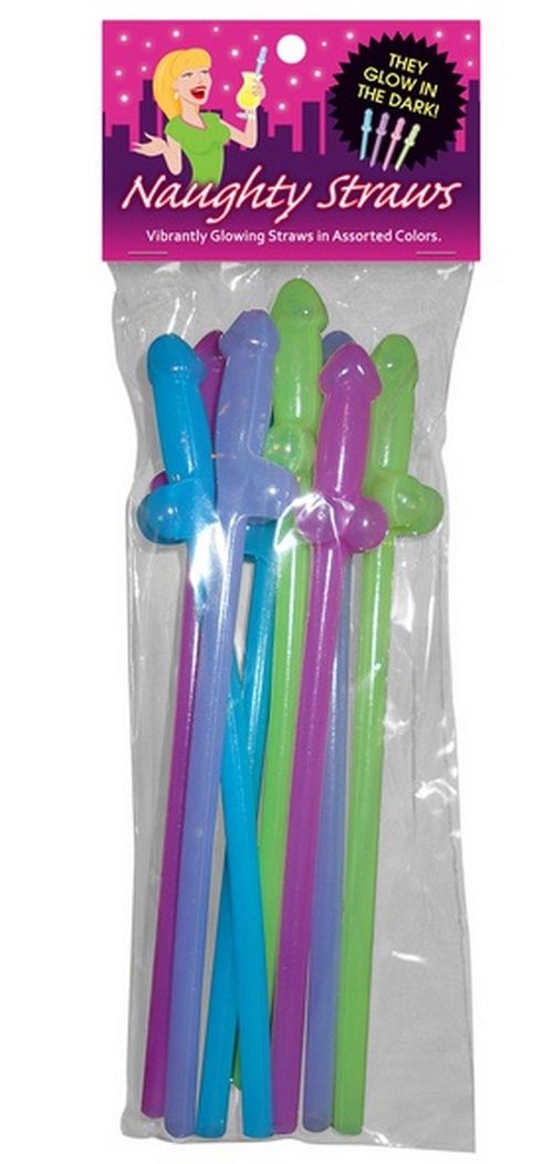 Glow-in-the-dark Naughty Straws, 8 kpl
