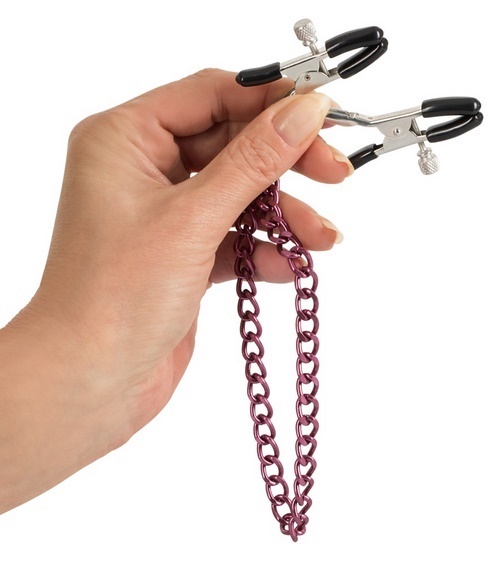 Nipple Clamps with Purple Chain