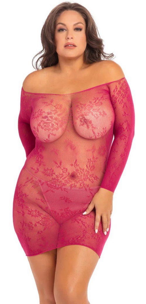 Pitkähihainen verkkobabydoll, pinkki