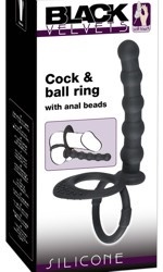 Cock and ball ring with anal beads