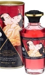 Shunga Warming Oil, sparkling strawberry wine, 100 ml